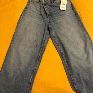 Zara high rise wide leg crossover jeans NWT